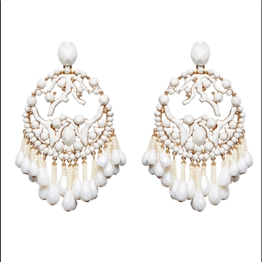 Brand new in box India Hicks white earrings